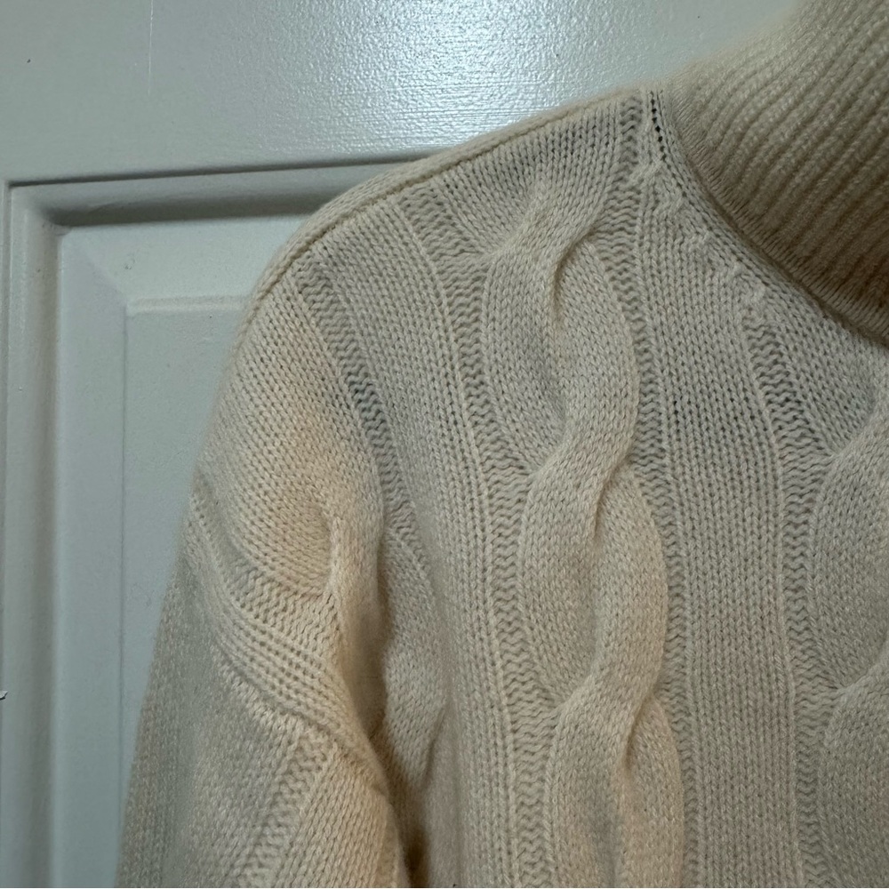 NWOT $168 Everlane THE CABLE HALF-ZIP Wool in Beige Size XS - Picture 7 of 12